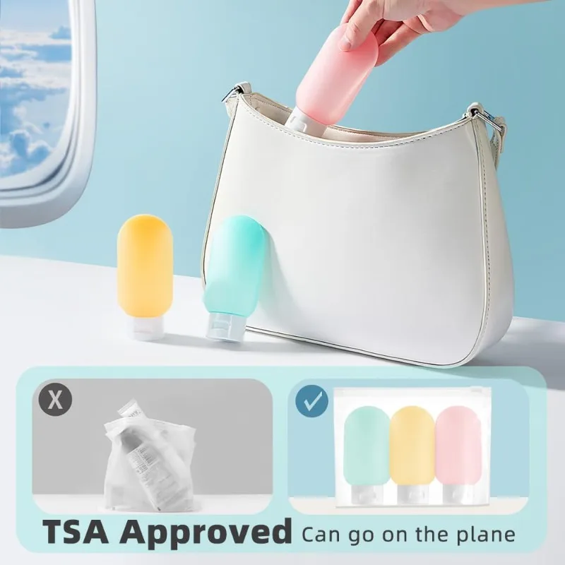 3-Piece Travel-Size Bottle Set for Toiletries Daily-Use Tube Squeeze Kit Portable Shampoo & Body Wash Flip-Top Travel Bottles