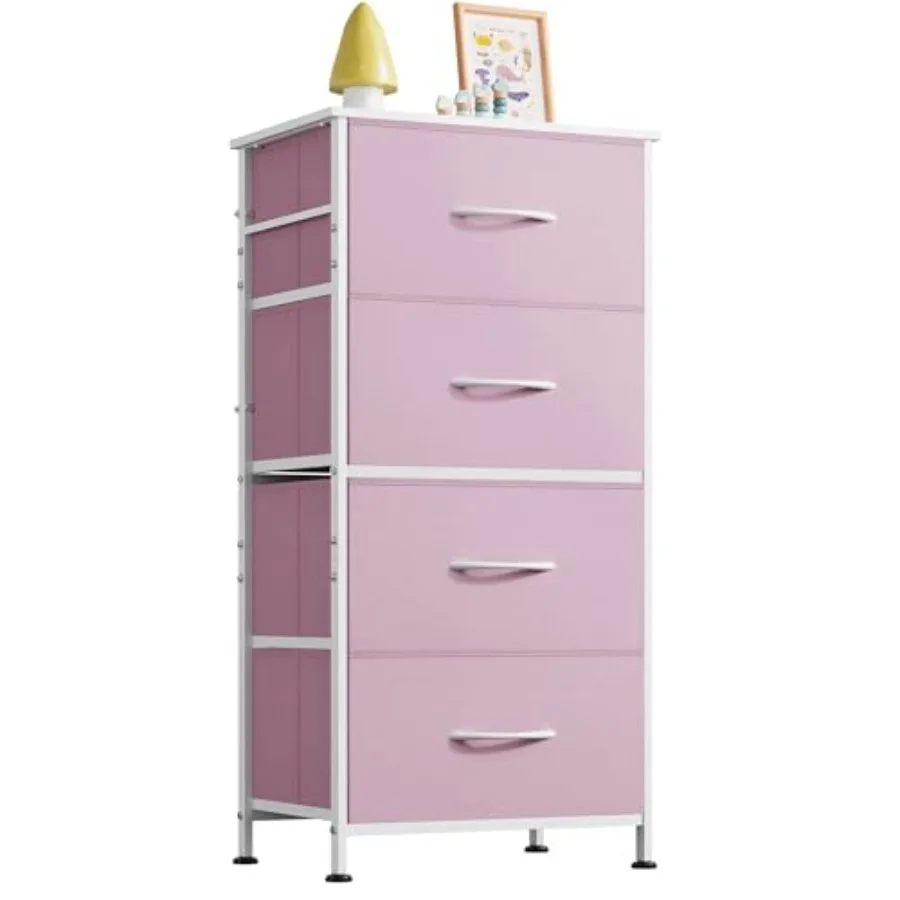 

Dresser with 4 Drawers, Storage Tower, Organizer Unit, Fabric Dresser for Bedroom, Hallway, Entryway, Closets, Sturdy Steel Fra