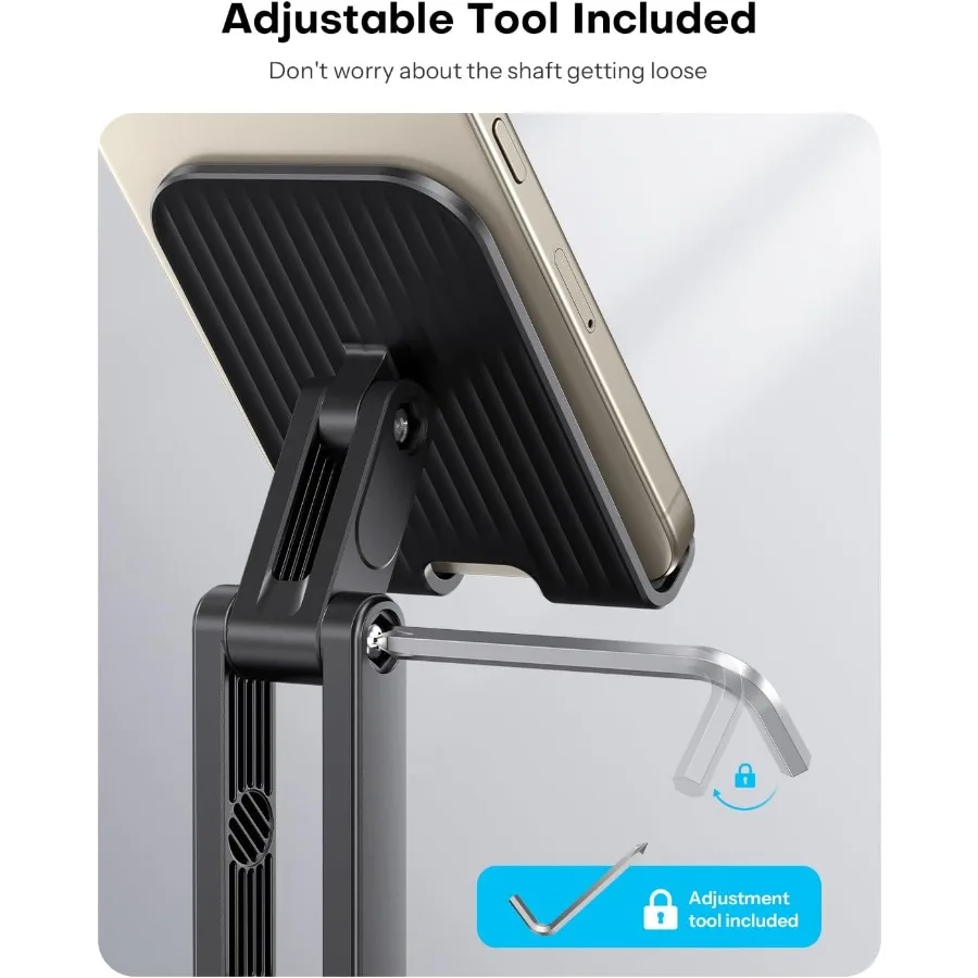 Soporte para teléfono móvil OMOTON para escritorio, paquete de 2, soporte plegable ajustable para teléfono, soporte giratorio 360 para móvil apto para iPhone 16 15 14 13 12