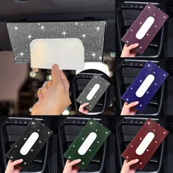 1pc Car Rhinestone Tissue Box Holder High-end Luxury Sun Visor Multicolor Paper Box Bling Auto Interior Storage Car Acessories