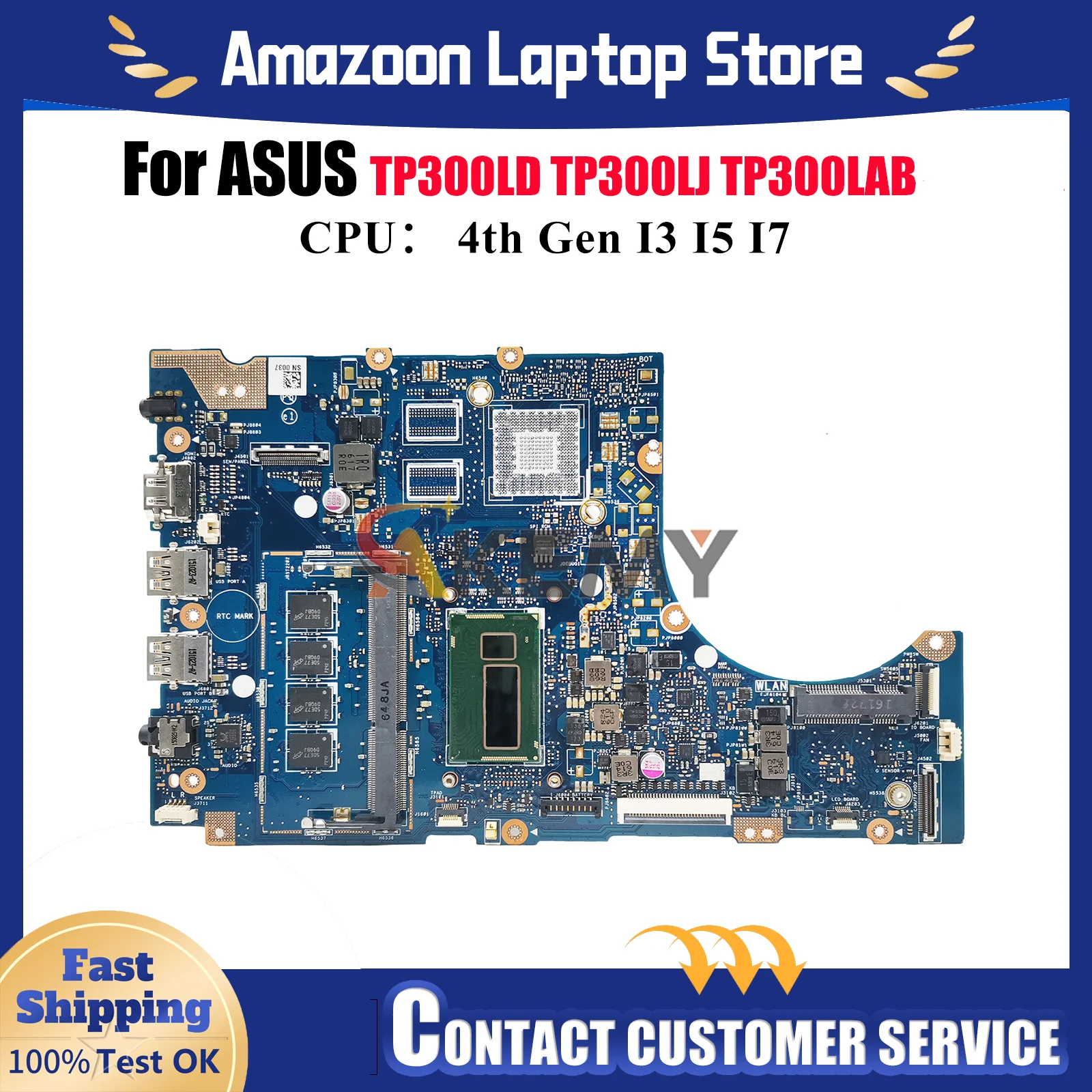 

Материнская плата TP300LA для ноутбука ASUS VivoBook Flip TP300LA TP300LAB TP300L TP300LD TP300LN TP300LJ Q302L, материнская плата I3 I5 I7 CPU