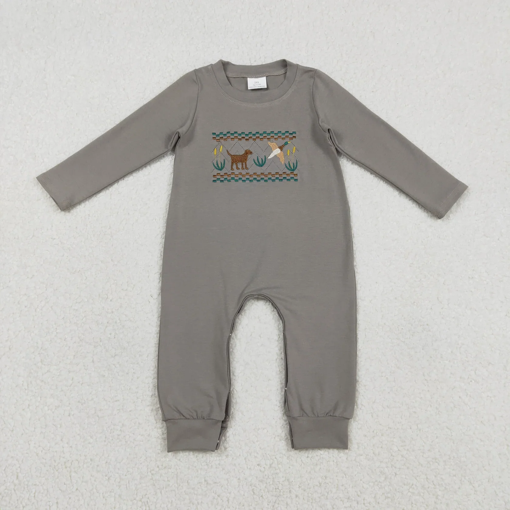 

Wholesale Baby Boy Children Long Sleeves Embroidery Clothing Toddler Dogs Ducks Romper Kids Infant Newborn Coverall Bodysuit