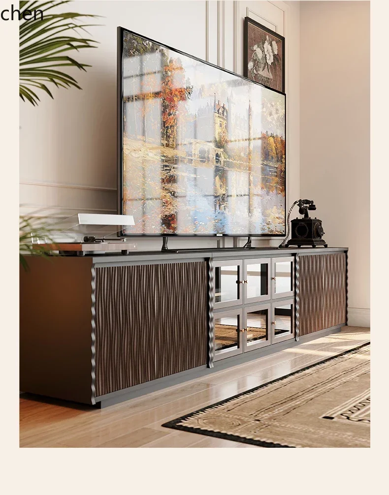 q-1  retro TV cabinet module combination cabinet solid wood living room floor display cabinet