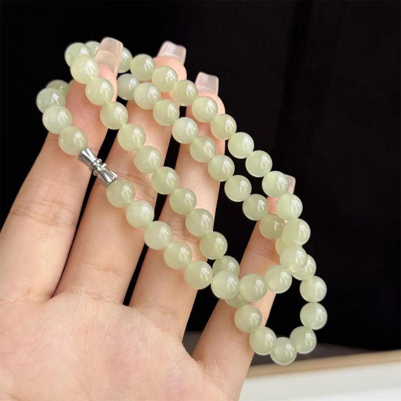 

Мужское нижнее ожерелье из натурального нефрита Hetian диаметром 8 мм