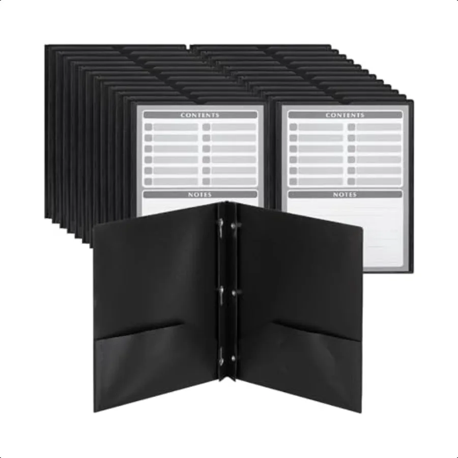 

Black Plastic Folders with Pockets and Prongs 24 Pack Letter Size Black Flexible Plastic Folders with Prongs Clear Front Pocket