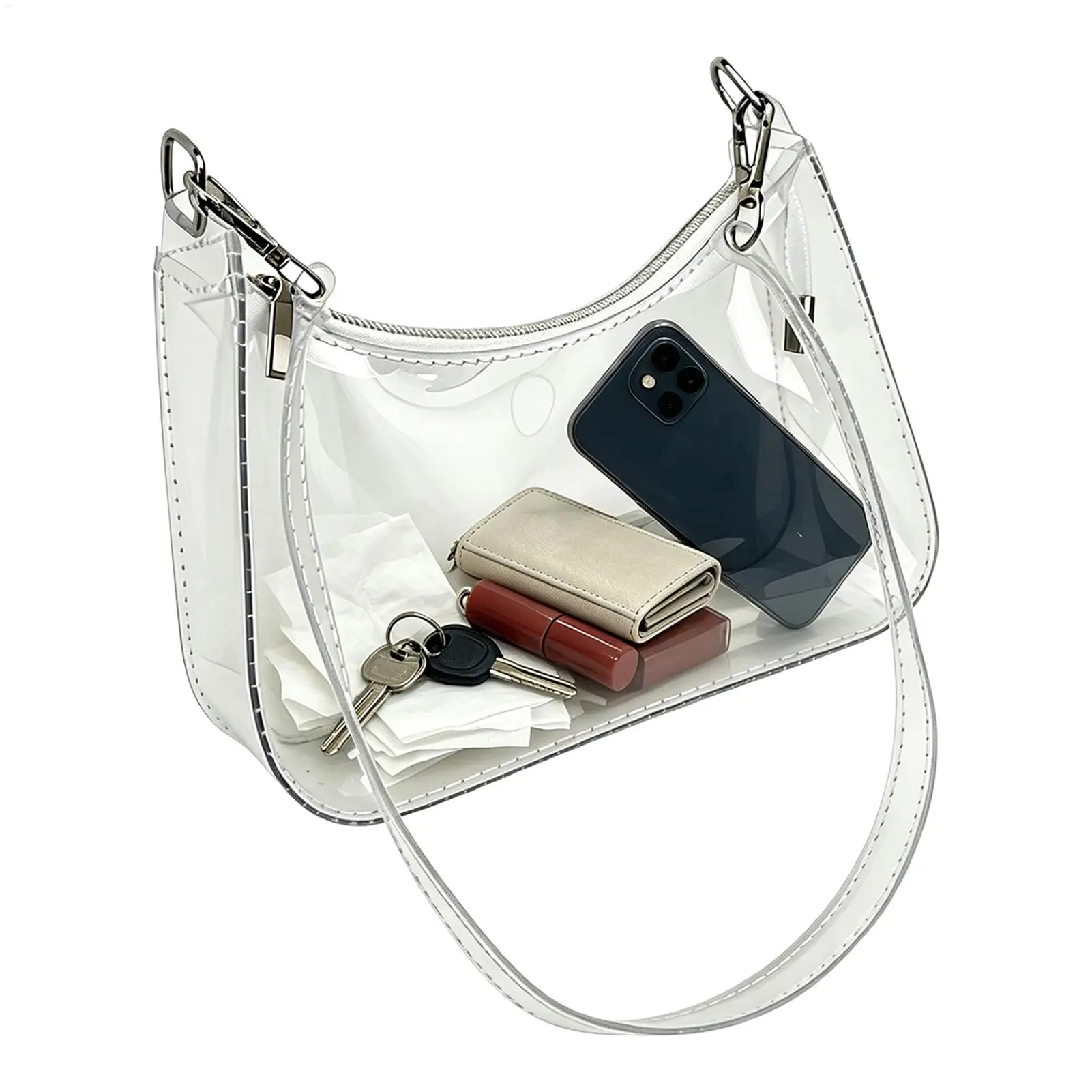 Women Clear Bag Stadium Approved Waterproof Lightweight Pouch Organizer for Concert Events Party Gym Office Travel