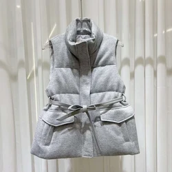 Women'S Down Vest Goose Puffer Vest Short Cashmere Wool Down Jacket Winter Down Coat For Women 2024 Luxury