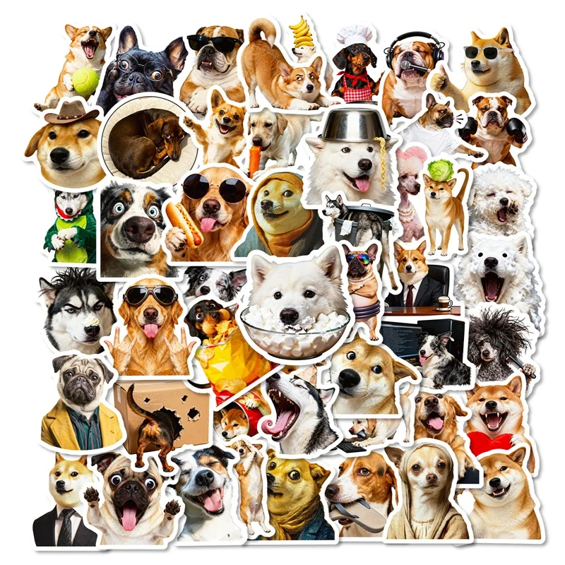 

10/30/56PCS Cute Dog Expression PVC Sticky Sticker Aesthetic DIY Children's Decoration Scrapbooking Hand Accounting Supplies