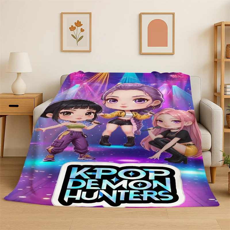 KPop D-Demon Hunters Girl Group Cartoon Soft Flannel Throw Blanket,Cozy Blanket for Bed,Couch,Sofa,Bedroom,Living Room,Travel