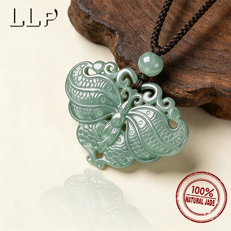 Natural Jade Butterfly Pendant With Hollow Design a Lucky Amulet Suitable As a Gift For Women