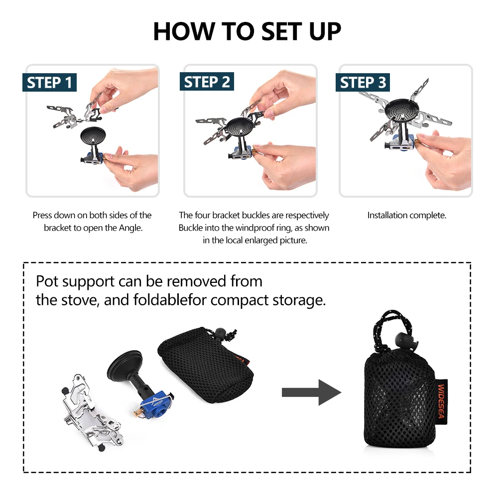 Outdoor Camping Gas Burner Outdoor Stove 3300W with Igniter Camping Equipment Portable Tourist Survival Bushcraft Kitchen - view 5