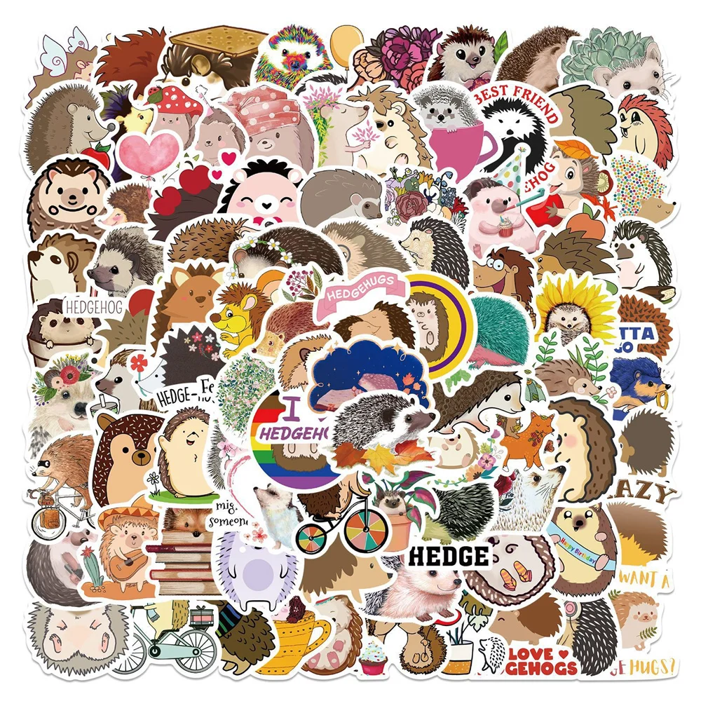 10/30/50PCS Cartoon Animal Hedgehog Graffiti Waterproof Sticker Personalized Decoration Creative Refrigerator CupHelmetWholesale