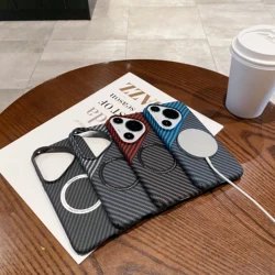 Shockproof Carbon Fiber Pattern Magnetic Case, Wireless Charging, Slim PC Hard Phone Cover, Huawei Pura 70 Pro 70 Ultra