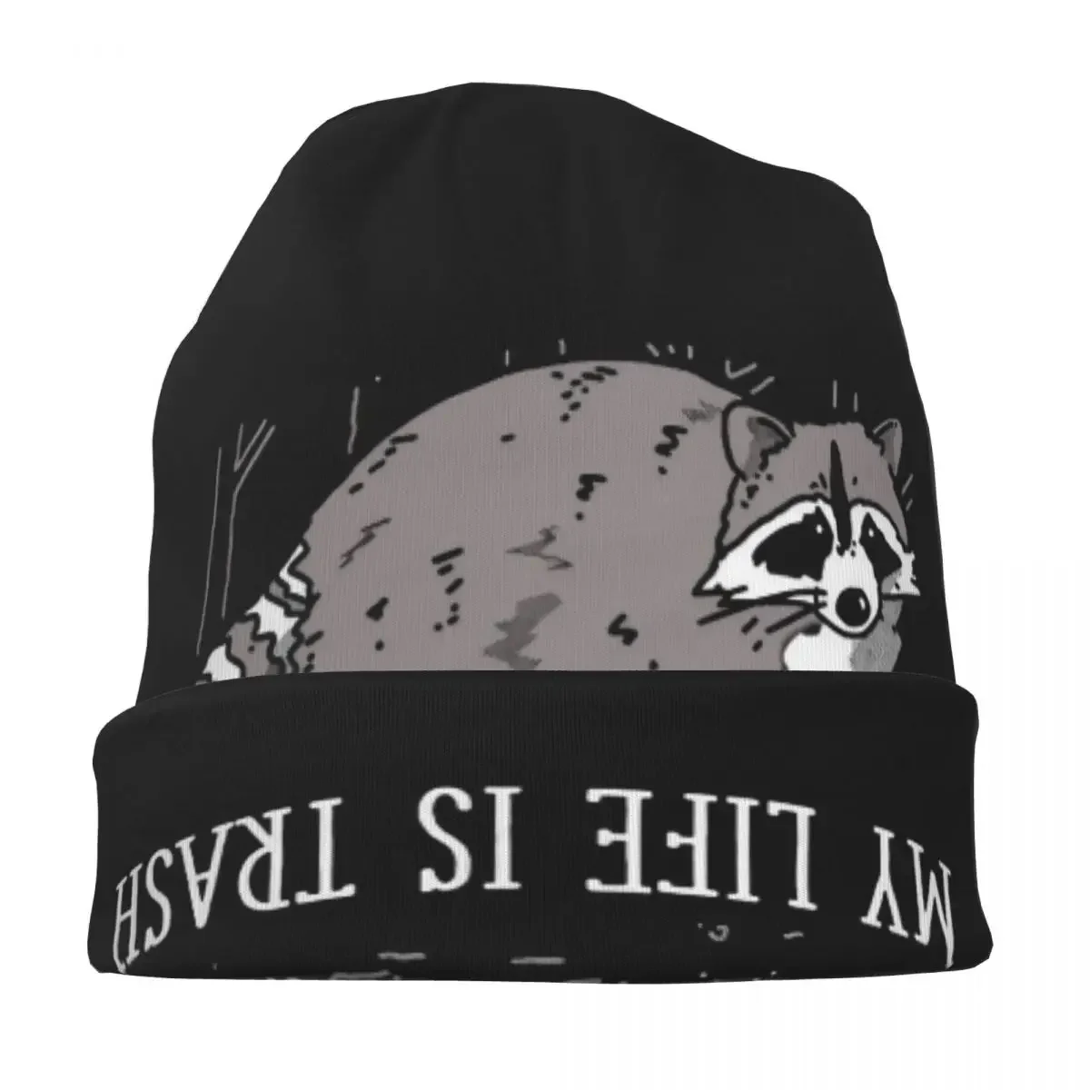 Cute Raccoon Caps My Life Is Trash Hip Hop Autumn Winter Ski Skullies Beanies Hat Spring Warm Dual-use Bonnet Knitting Hats