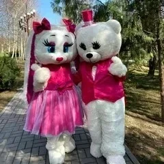 

Disney Rose Red Dress White Rabbit Mascot Costume Long Ears Easter Bunny Bear Walking Doll Outfit for Halloween Carnival Party