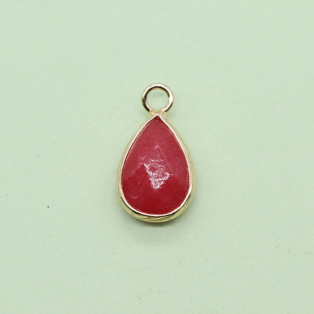 

Natural Stone Faceted Teardrop-shaped Dalmatian Stone Bezel-set Lapis Lazuli Single-hole Pendant DIY Jewelry Accessory Necklaces