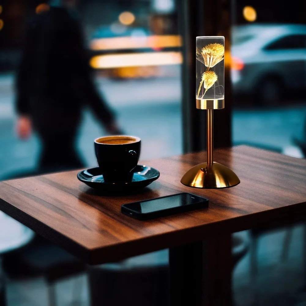 Easy To Use Immortal Flower LED Table Lamp PVC Standing Dimming Night Light Bedside Lamp Ornament