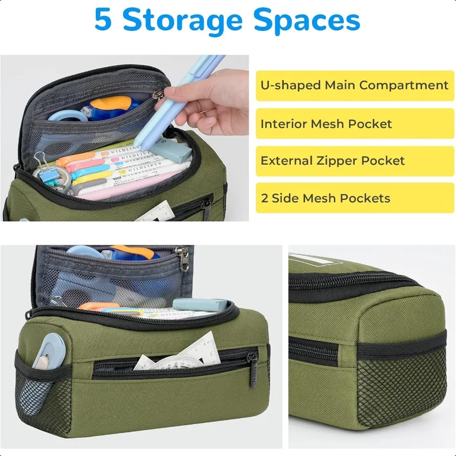 منظم مقلمة جامبو للرجال والنساء، حقيبة أقلام رصاص ذات سعة كبيرة جدًا، حقيبة تخزين قوية محمولة للسفر في المكتب