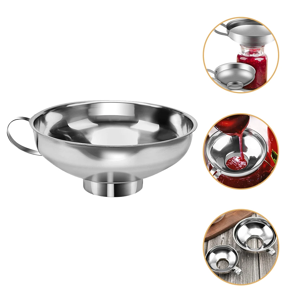 

Stainless Steel Wide Mouth Canning Kitchen Oil Jar Thicken Metal Jam Funnel Liquid Transfer Large Funnel Smooth Handle
