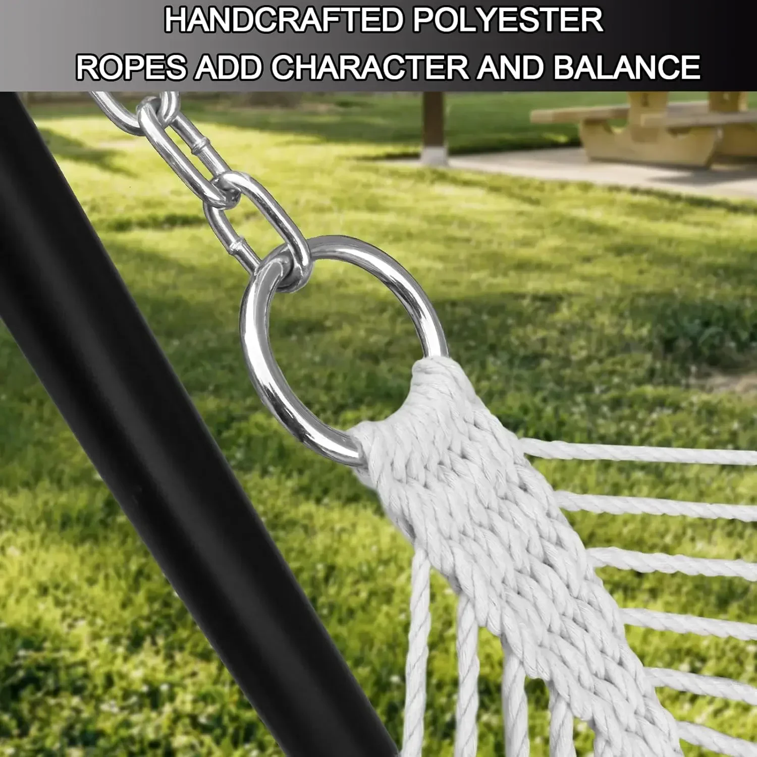 [XMSJ-Stock limitato, acquisto ora! ]Amaca da esterno in tessuto trapuntato con barre di diffusione, cuscino e catene staccabili, patio esterno B