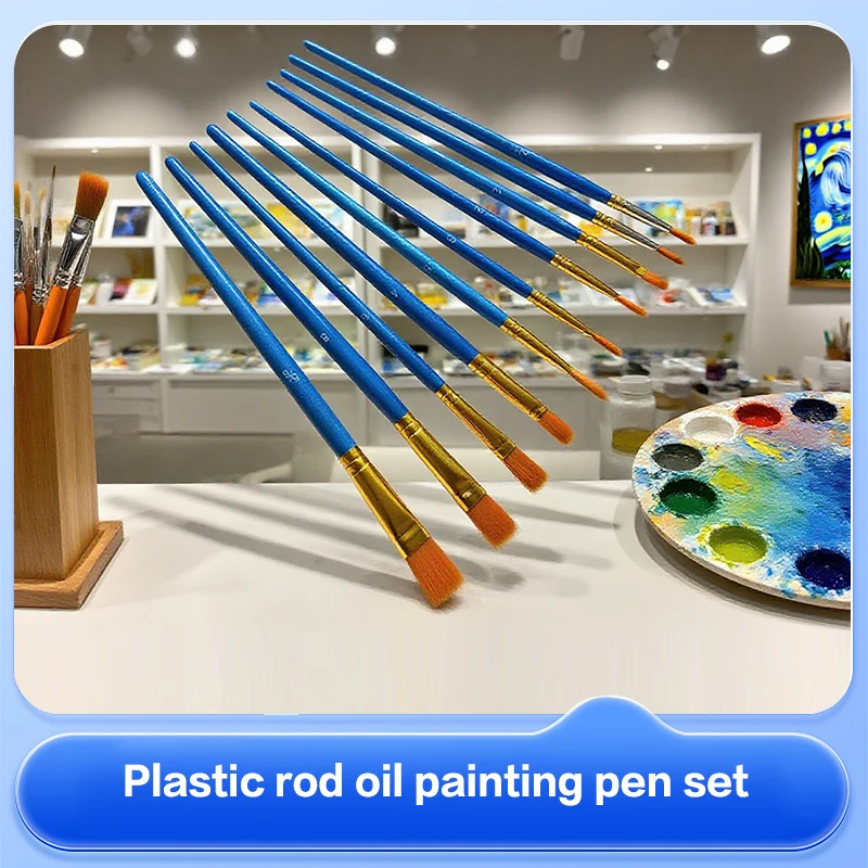 10pcs Paint Brushe Set Nylon Painting Brush Short Rod Oil Acrylic Brush Watercolor Pen High Quality Professional Art Supplies