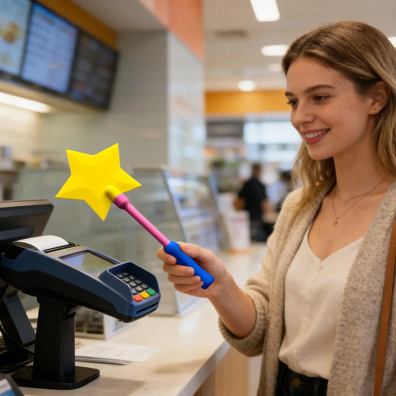 Credit Card Wand Contactless Portable Star Toys Payment Card Holder Pay Wand for Daily Supermarkets Cafe Retail Counter Shopping