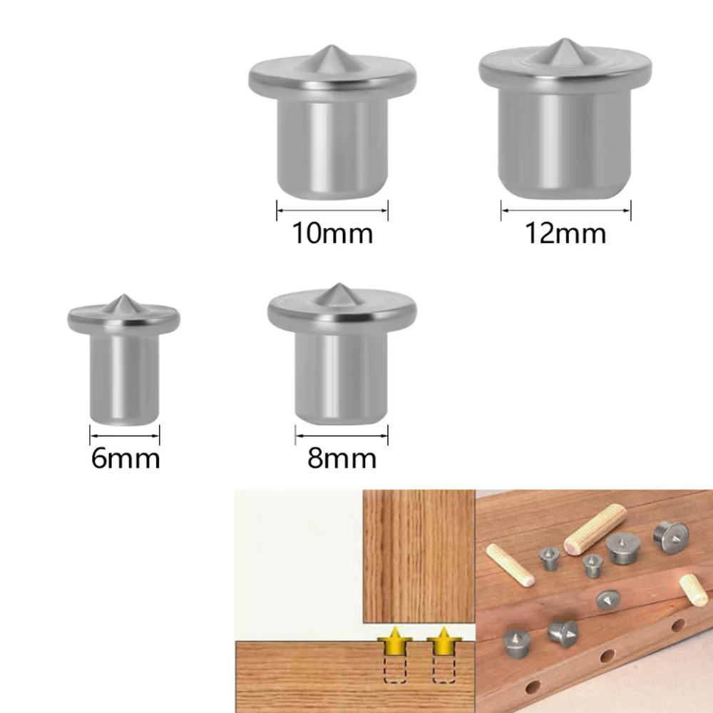 4Pcs Panel Furniture Positioning Carpentry Log Dowel Tips Round Log Pin DIY Locator Wooden Pin Center Punching Accessories