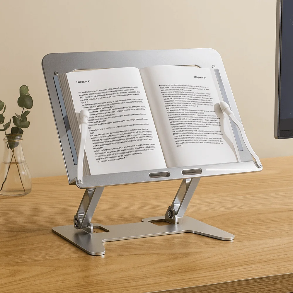 Adjustable Angle Reading Bookshelf Foldable with Clip Book Holder Tray Multi-Functional Support Reading Bracket Note-taking