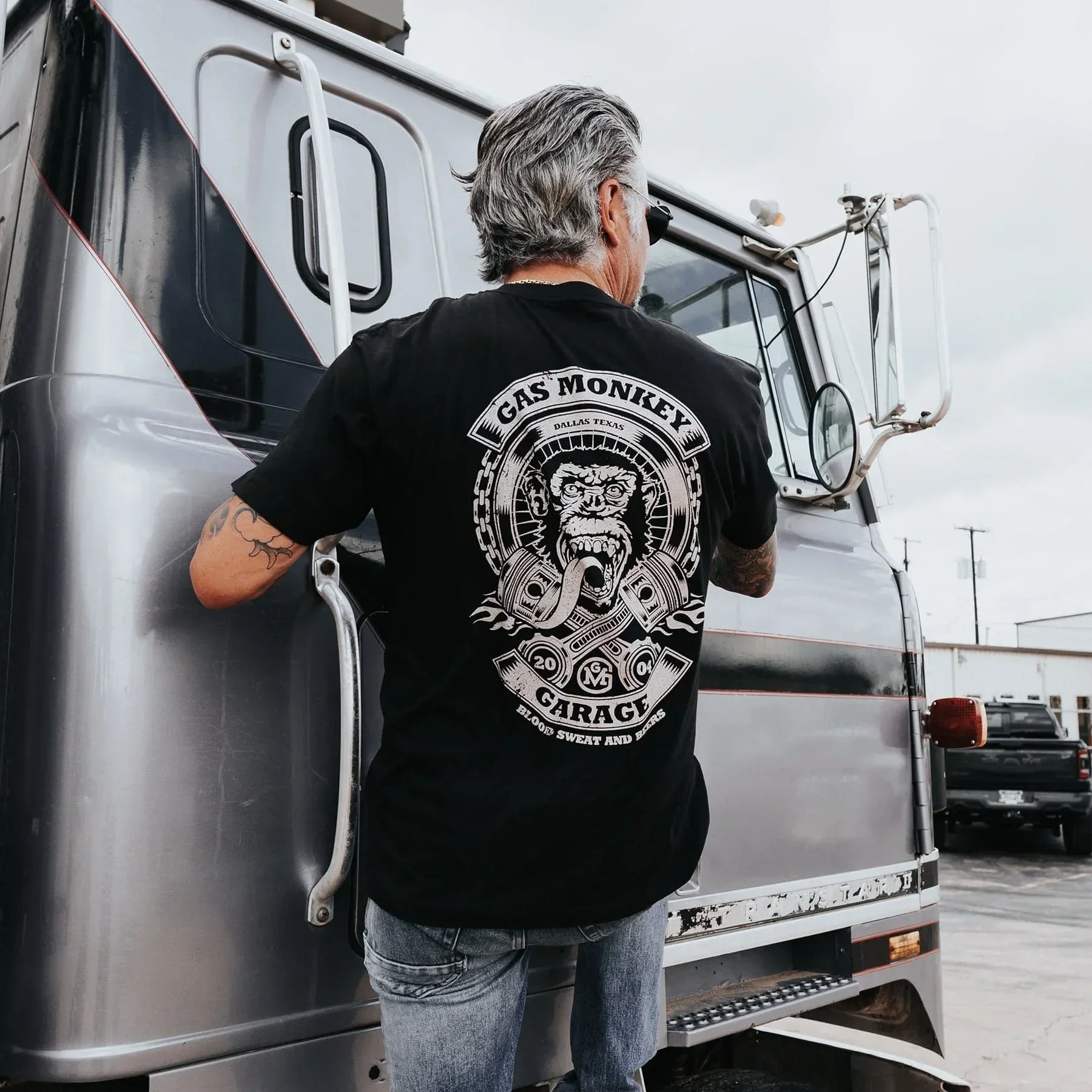 

New Men's Double Sided Gas Monkeys Garage Printed Cotton T-Shirt Summer Short Sleeve O-neck Tees Streetwear Oversized Tops