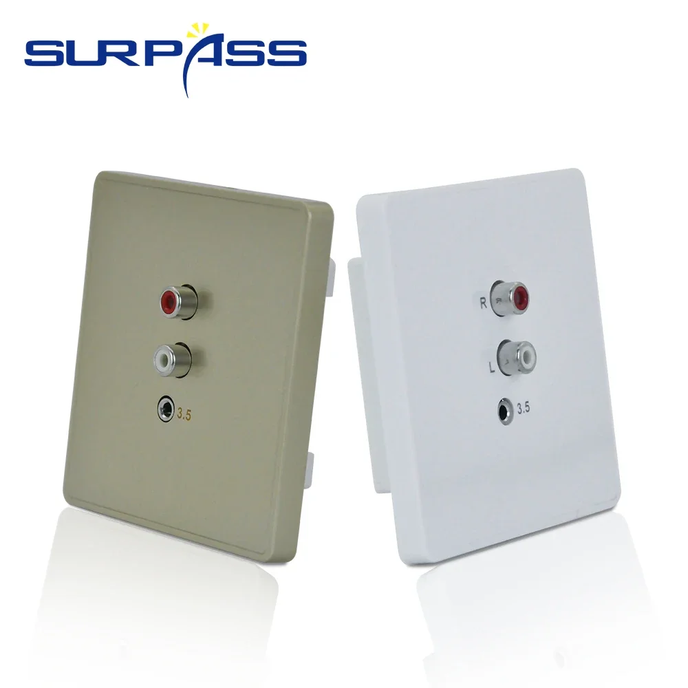 86 Type Audio Wall Plate RCA 3.5mm AUX Audio Panel Wall Mount Pa Sound System Multimedia Panel Socket Suitable for Home Office