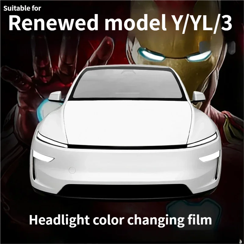 

For Tesla Refreshed Model Y/YL TPU Blackened Headlight Taillight Foglight Protective Film Modification Black Color Changing Film