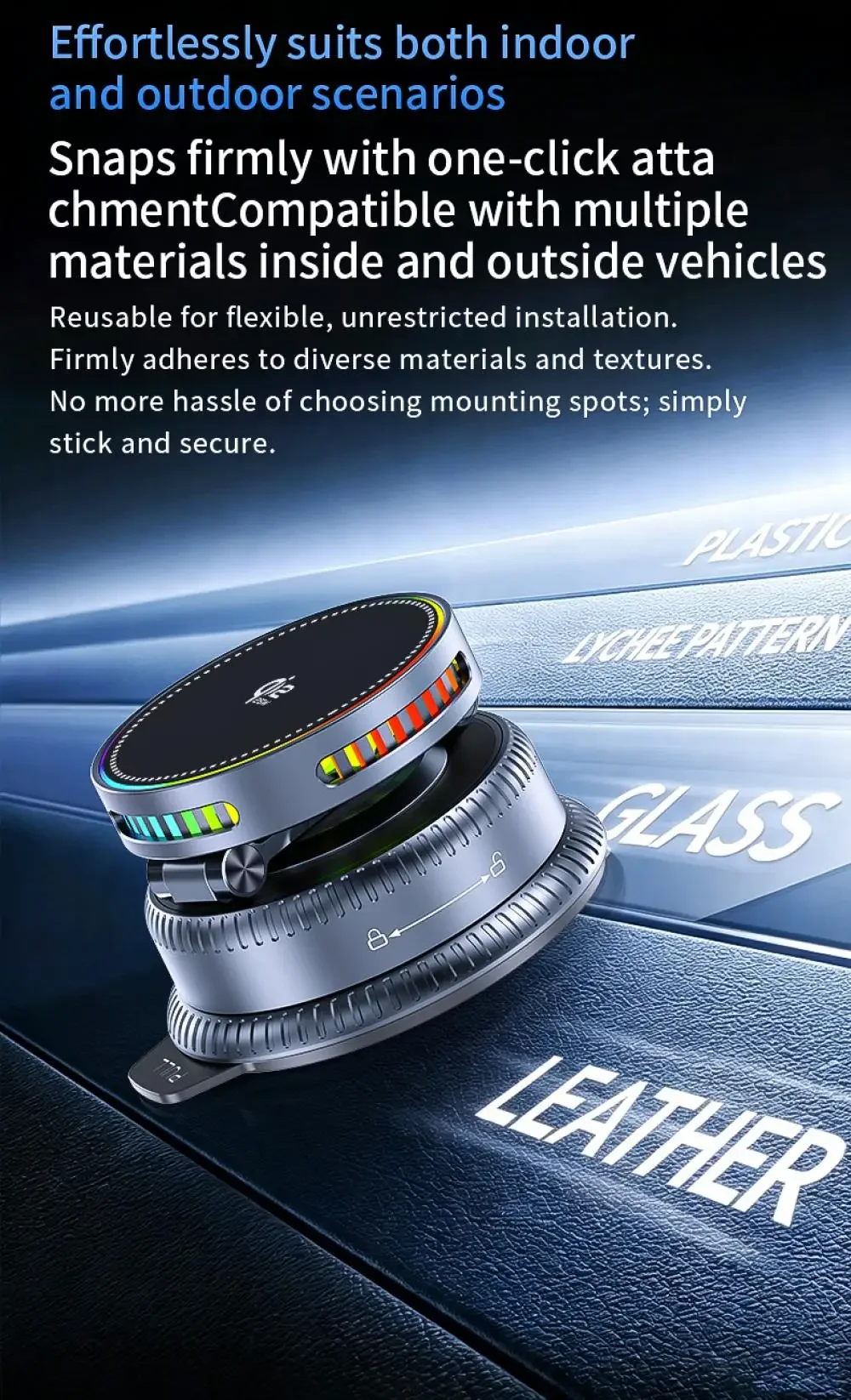 QI2.2 25W Magnetisches kabelloses Autoladegerät mit 360° drehbarer Vakuumsaugnapf-Handyhalterung & Kühlventilator für iPhone 17 Pro Max – Detail 13