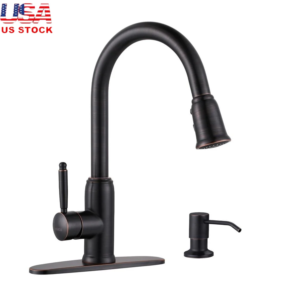 موزع صابون صنبور المطبخ عالي القوس من الفولاذ المقاوم للصدأ، 3 أوضاع لتدفق المياه، سهل التركيب 360 درجة ° دوار