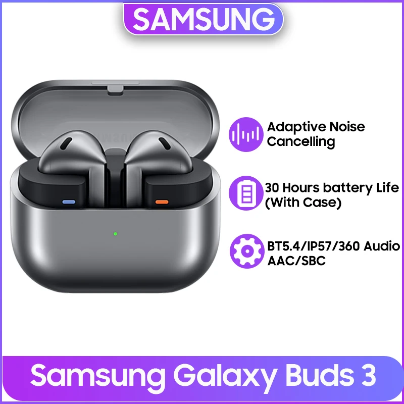 Samsung Galaxy Buds 3 True Wireless Earphone Active Noise Cancelling TWS Earphone Bluetooth 5.4 Earbuds IP57 With AI For S24