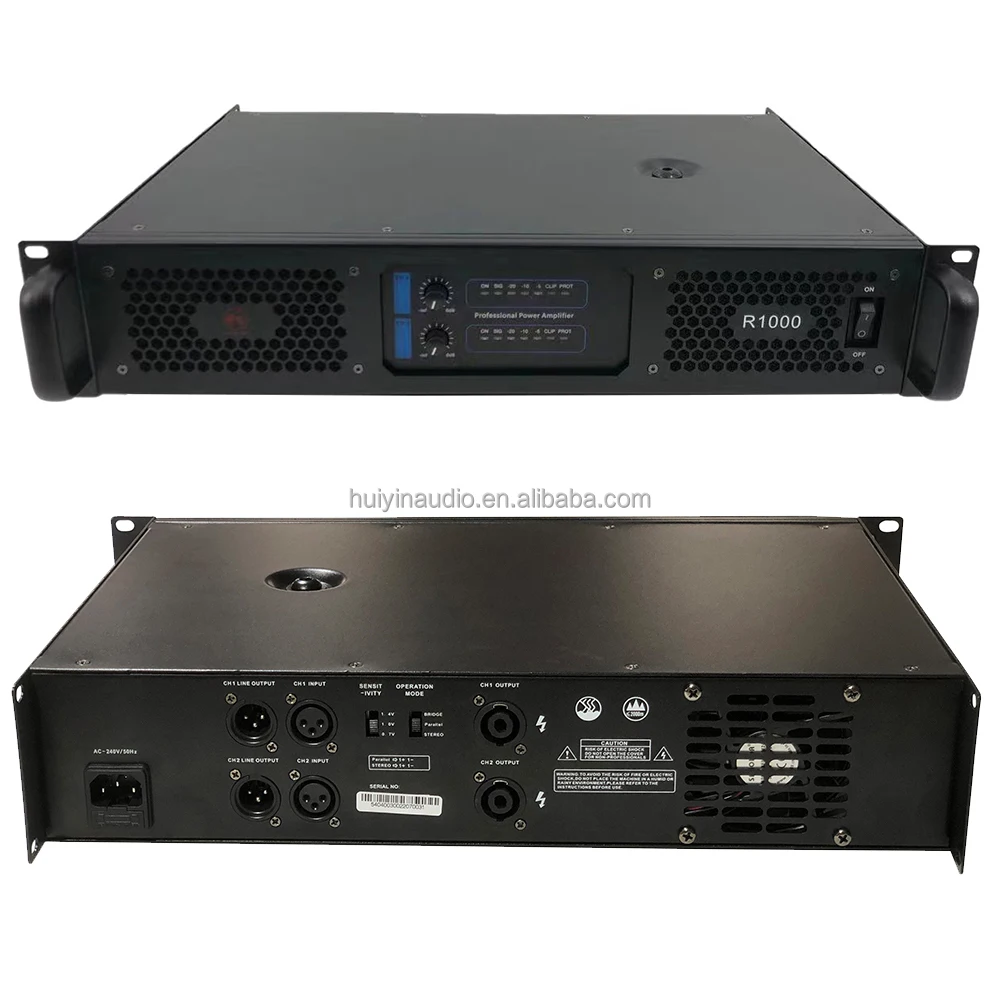 R1000 2 Channel Amplifier 2 X 1000W Professional Audio  for Meeting Bar KTV Disco DJ  Events of Big Power Amplifier