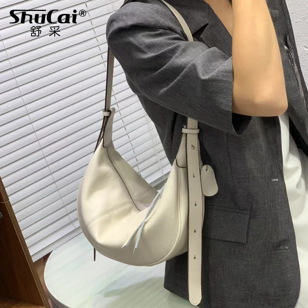 

Женские сумки через плечо из натуральной коровьей кожи, роскошные дизайнерские брендовые женские сумки в форме полумесяца для женщин, повседневная сумка, новинка