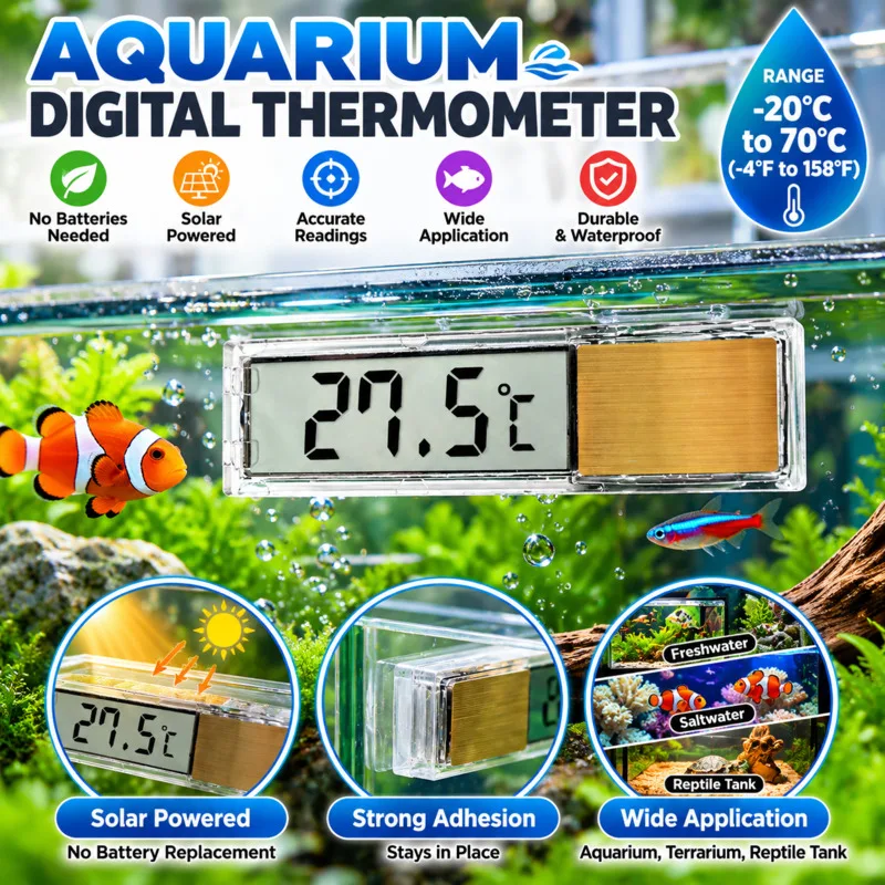 3D Electronic LED Digital Aquarium Thermometer Water Temperature Meter 3D Display, Fish Tank Monitor Sensor Home Decor Gift New