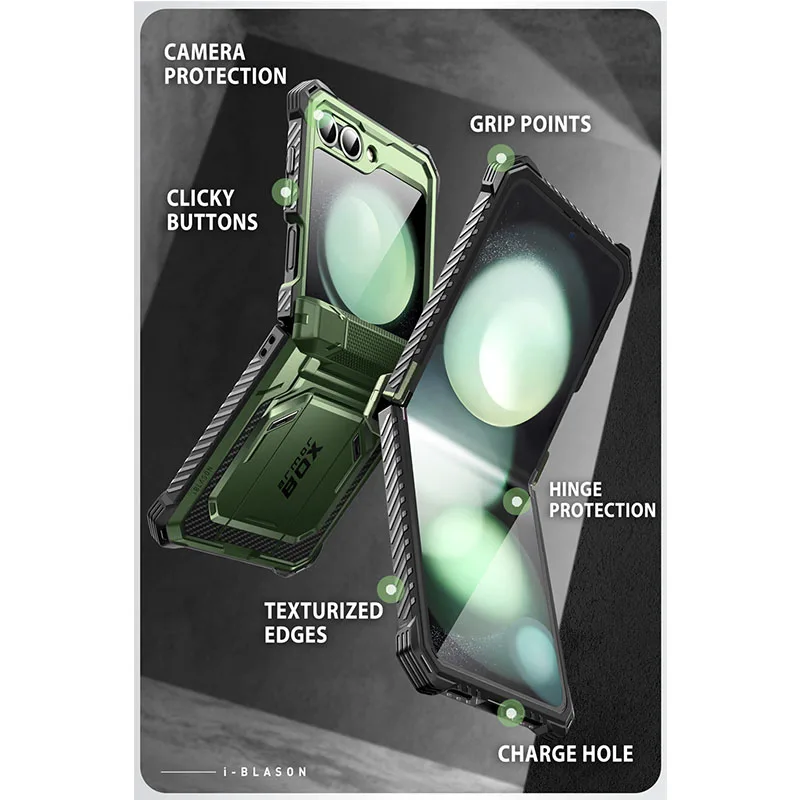 I-BLASON For Samsung Galaxy Z Flip 7 FE/6/5 Case Armorbox Pełna ochrona Wojskowe etui na telefon z osłoną ekranu i stojakiem — zdjęcie produktu 2