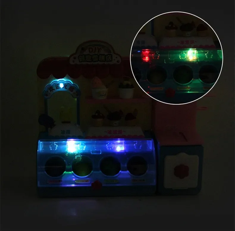 41 stks/set Hoge Kwaliteit LED Verlichting DIY Handgemaakte gekleurde klei ijs dessert Speelhuis Interactief Speelgoed baby verjaardagscadeau