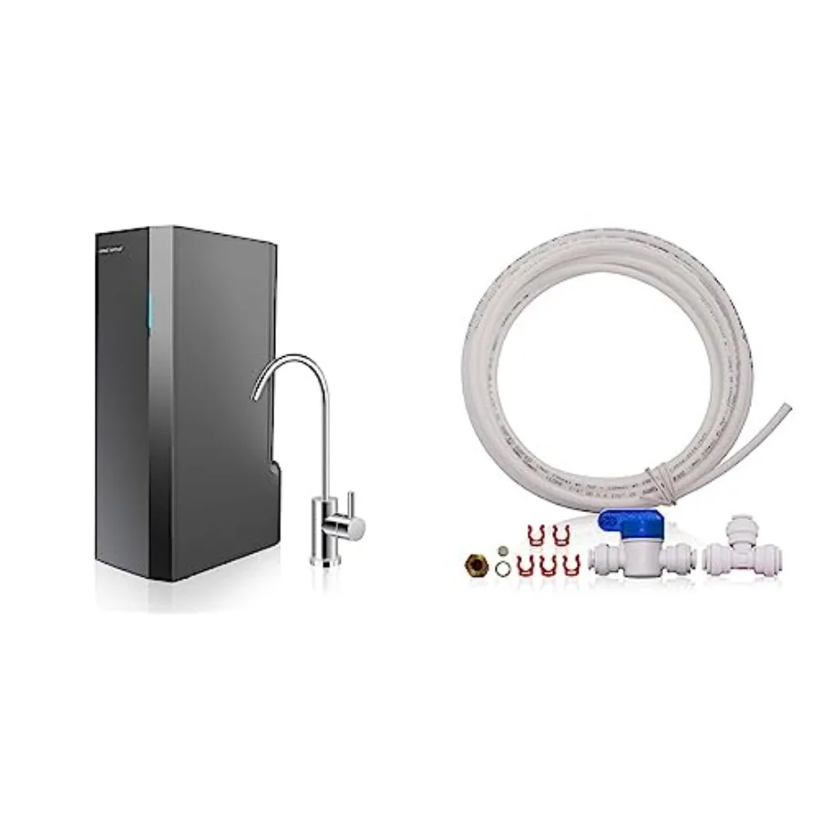 

Tankless RO Water Filter System ROTL-AIO - Four-in-One Premium Reverse Osmosis Water Filtration 2:1 Pure to Drain and ICEM