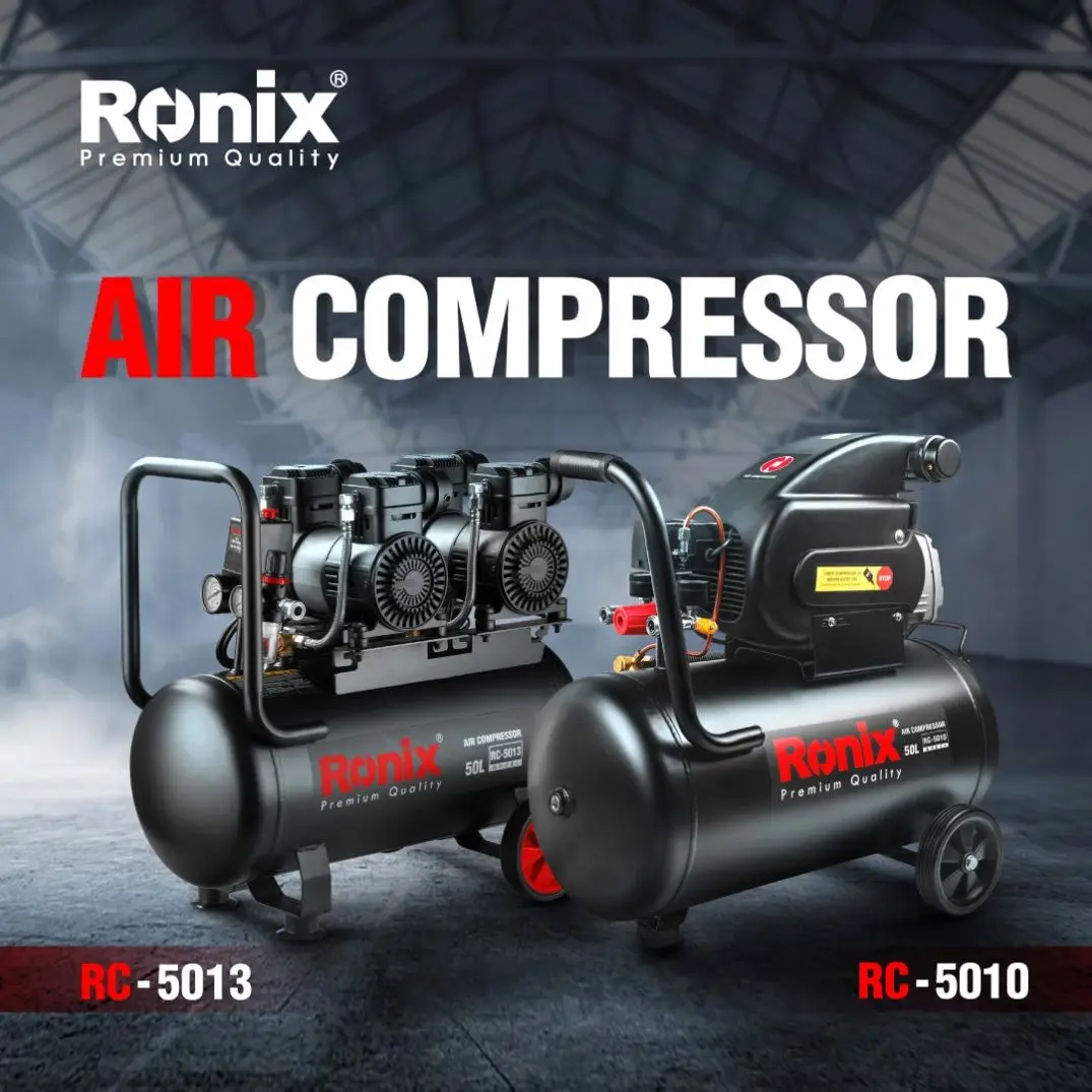 Ronix Model RC-5013 220V 50Hz Portable Silent Air Compressor 3.4Hp 50L Painting Spray Oill-Free Air Compressor