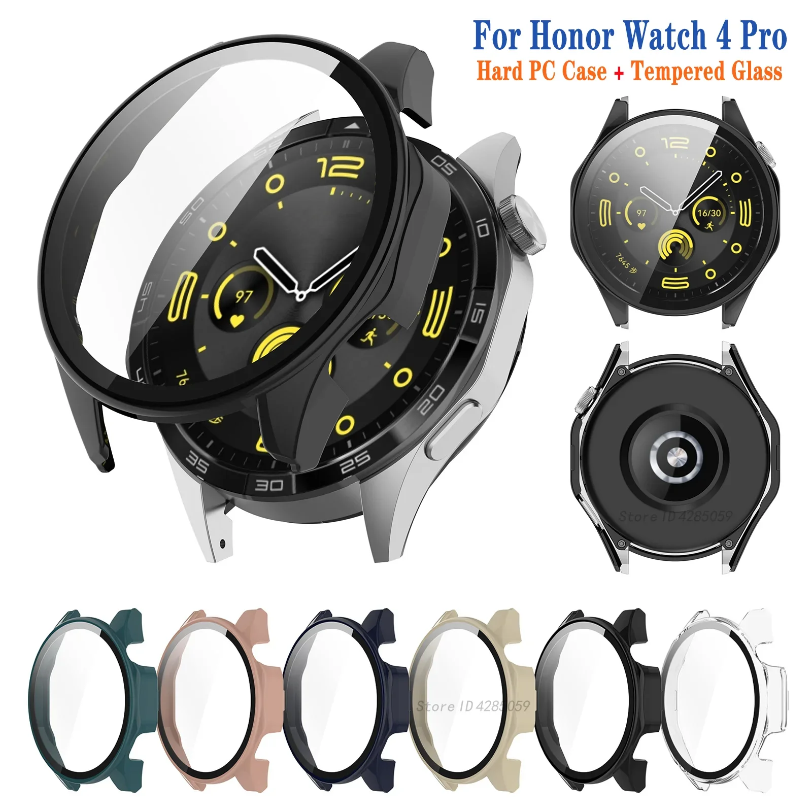 

Чехол + стекло для Honor watch 4 Pro, защитная пленка для экрана, бампер из закаленного стекла для Huawei Honor watch 4 Pro, жесткий защитный чехол для ПК