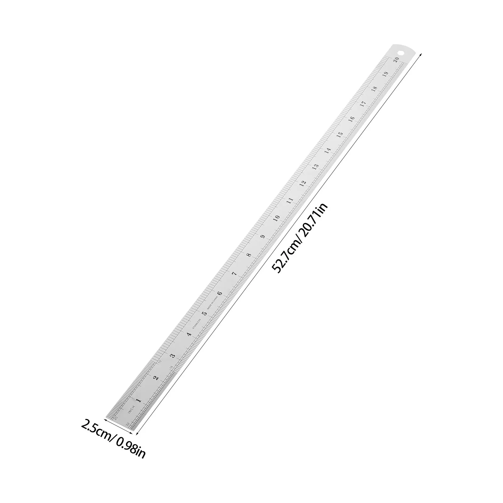 5Pcs Dual Scale Stainless Steel Ruler 50Cm 20 Inch Thickened Steel Plate Metric and Imperial Graduations Professional Precision