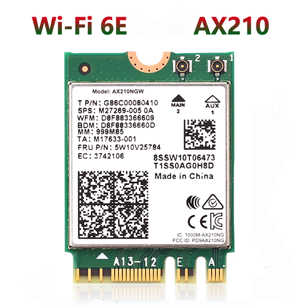 

Wi-Fi 6E Bluetooth 5.3 для беспроводной карты Intel AX210 M.2 5374 Мбит/с 2,4 ГГц 5 ГГц 6 ГГц 802.11ax Wi-Fi адаптер для ноутбука ПК Win 10 11
