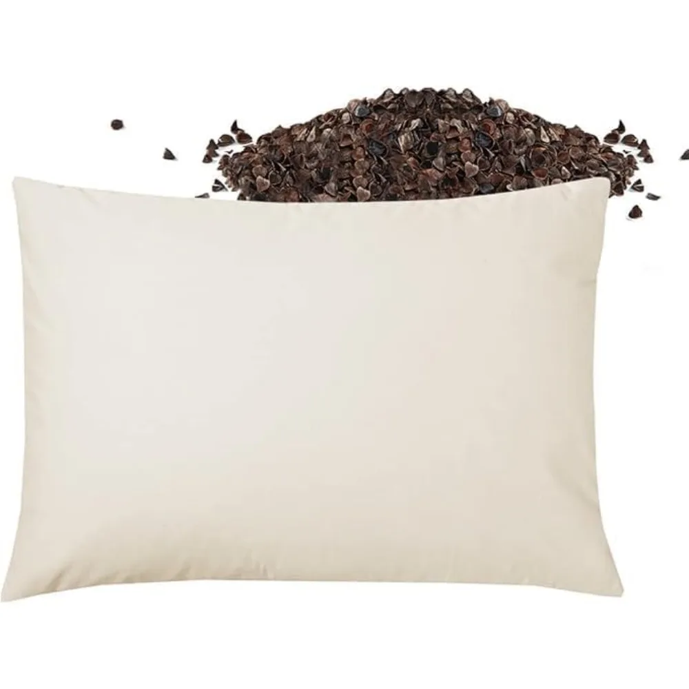 

Buckwheat Pillow 14"X20" - Adjustable Height and Firmness, Buckwheat Pillow with Organic Cotton Shell, Firm Neck Support for Ba