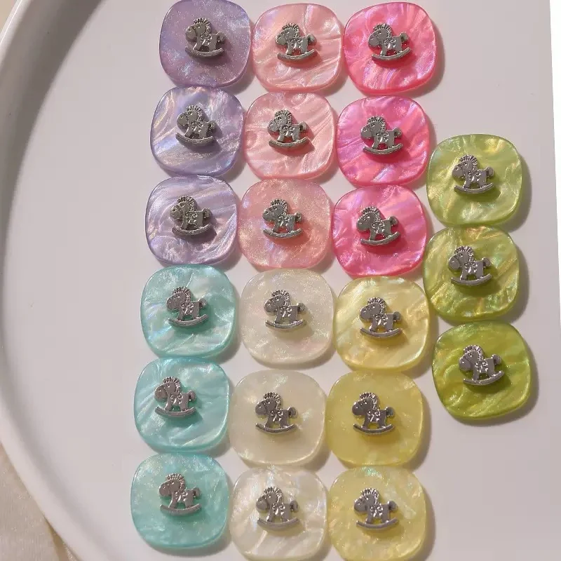 New 40pcs/lot cartoon Horse core geometry square shape acrylic cabochon beads without hole diy jewelry garment hair accessory