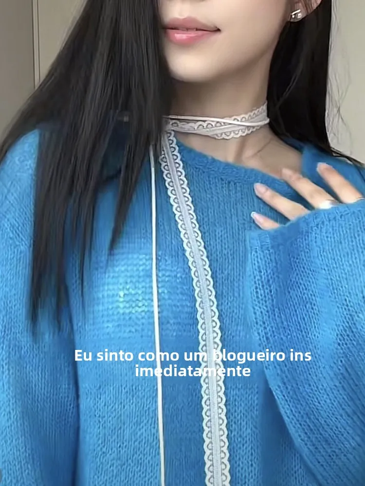 Primavera verão renda borboleta nó fita fina cinto f bandana versátil clavícula neband e acório de moda