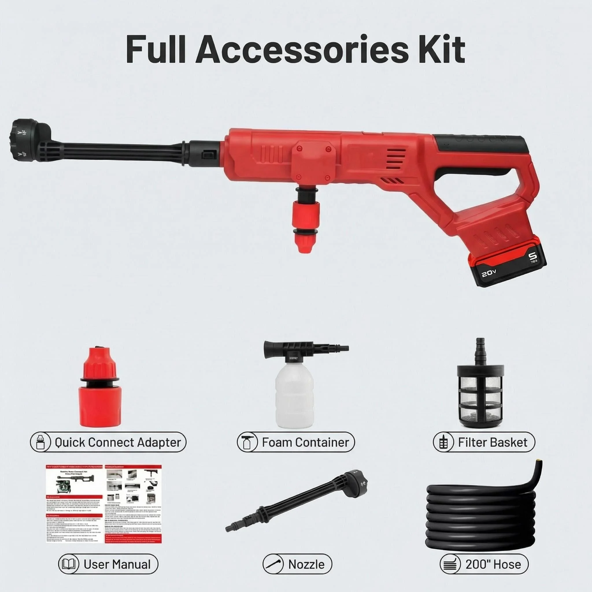 Cordless 6 IN 1 High Pressure Car Washer Gun,  Compatible with Milwaukee M18 Battery Garden Irrigation Cleaning Tool