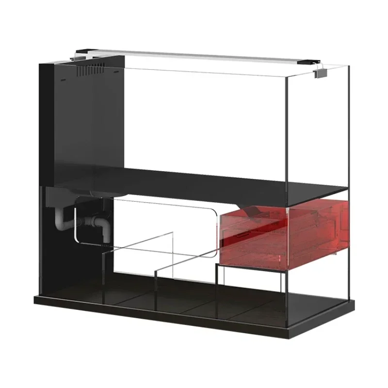 Ecological Stream Integrated Bottom Filter Water Free Fish Tank Industrial Wind Ultra White Glass Desktop Tank