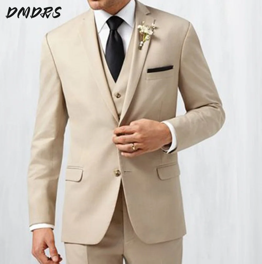 New Fashion Men Suits Slim Fit Elegant 3 Piece Wedding Tuxedo for Groom Business Male Handsome Formal Jacket Pants Vest